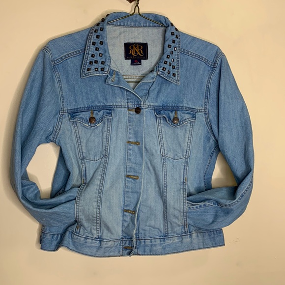 Rock & Republic | Light Denim Studded Jean Jacket | Alternative Punk Classic Top - Picture 6 of 6